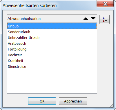 Das Sortierfenster